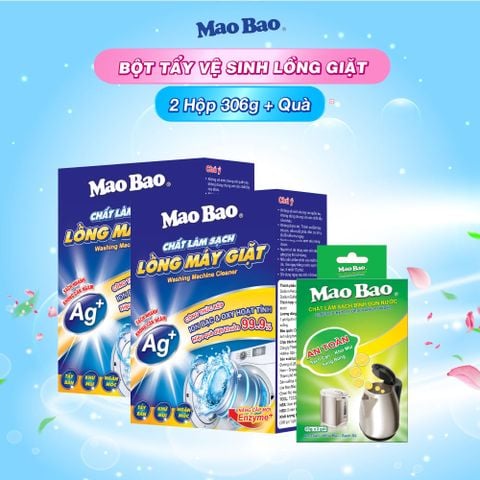  Combo 2 Hộp Vệ Sinh Lồng Máy Giặt Mao Bao 306g Tặng 2 Gói Bột Tẩy Cặn Bình Đun Nước 2 x 25g 