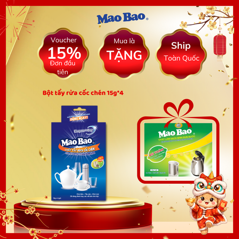 Chất Tẩy Rửa Cốc Chén Mao Bao 15g x 4 gói 