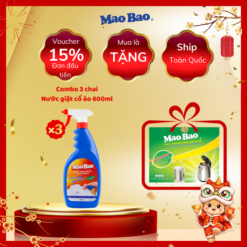  Combo 03 chai Nước giặt cổ áo Mao Bao 600ml 