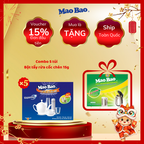  Combo 5 Gói Chất Tẩy Rửa Cốc Chén Mao Bao Tea & Coffee Stain Remover 15g 