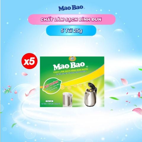  Combo 5 Gói Bột Tẩy Cặn Bình Đun Nước Mao Bao 25g, Làm Sạch Cặn Canxi, Khử Mùi 