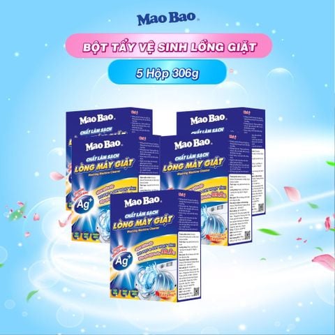  Combo 5 Hộp Bột Tẩy Vệ sinh Lồng Máy Giặt Mao Bao Ag+ 306g 