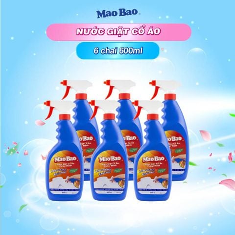  Combo 6 Chai Nước Giặt Cổ Áo Mao Bao 600ml, Làm Sạch Dịu Nhẹ Với Sợi Vải Và Da Tay 