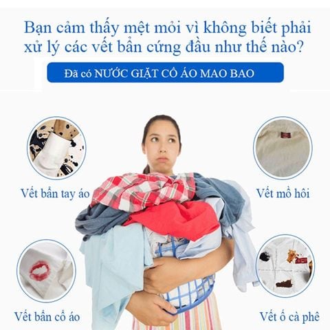  [1 Thùng] Combo 12 Chai Nước Giặt Cổ Áo Mao Bao 600ml, Làm Sạch Dịu Nhẹ Với Sợi Vải Và Da Tay 