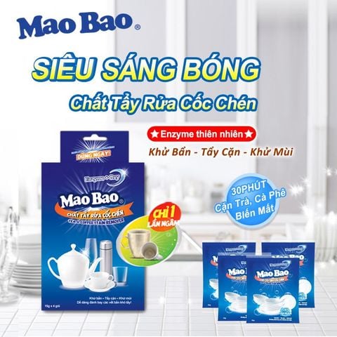  Combo 5 Gói Chất Tẩy Rửa Cốc Chén Mao Bao Tea & Coffee Stain Remover 15g 