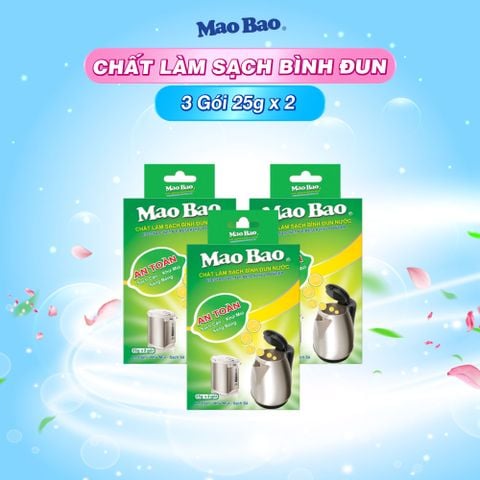  Combo 03 Hộp Chất Làm Sạch Bình Đun Nước Mao Bao 25g x 2 gói 