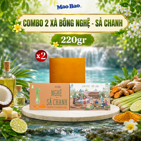  Combo 2 Viên Xà Bông Nghệ - Sả Chanh Sinh Dược 110g, Giúp Hỗ Trợ Kháng Khuẩn, Dưỡng Da Thư Giãn, Hỗ Trợ Ngăn Ngừa Mụn 