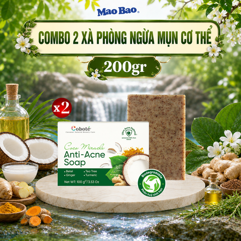  Combo 2 Viên Xà Phòng Ngừa Mụn Cơ Thể Coboté 100gr Giúp Loại Bỏ Bã Nhờn, Dưỡng Mờ Vết Thâm 