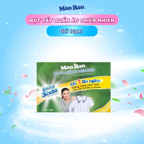  Bột Tẩy Quần Áo Thiên Nhiên Mao Bao Bao 12gx1 Gói - Tẩy Sạch Quần Áo Trắng/Chăn Ga, Thân Thiện Da 
