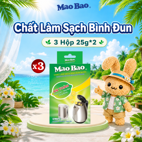  Combo 03 Hộp Chất Làm Sạch Bình Đun Nước Mao Bao 25g x 2 gói 