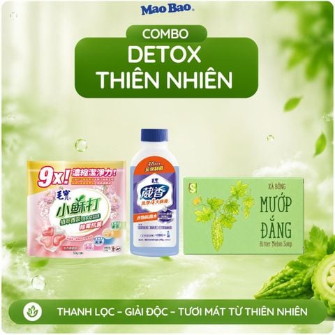  Combo Viên Giặt Xả Hương Mẫu Đơn Mao Bao 50g + Nước Kháng Khuẩn Quần Áo Mao Bao 220g + Viên Xà Phòng Tắm Mướp Đắng 110g 