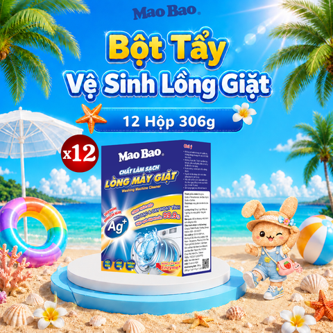  Combo 12 Hộp Bột Tẩy Vệ sinh Lồng Máy Giặt Mao Bao Ag+ 306g 