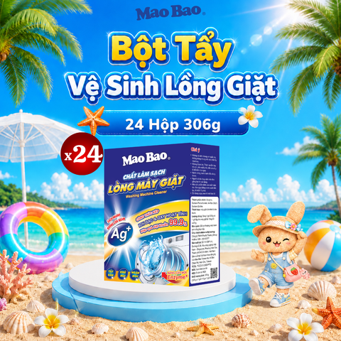  [1 Thùng] Combo 24 Hộp Chất Vệ Sinh lồng máy giặt Mao Bao Ag+ 306g - Loại Bỏ Cặn Bẩn, Khử Mùi Cho Máy Giặt Cửa Trên/Trước 