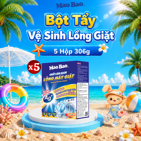  Combo 5 Hộp Bột Tẩy Vệ sinh Lồng Máy Giặt Mao Bao Ag+ 306g 