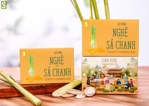  Xà Bông Nghệ - Sả Chanh Sinh Dược 110g, Giúp Hỗ Trợ Kháng Khuẩn, Dưỡng Da Thư Giãn, Hỗ Trợ Ngăn Ngừa Mụn 