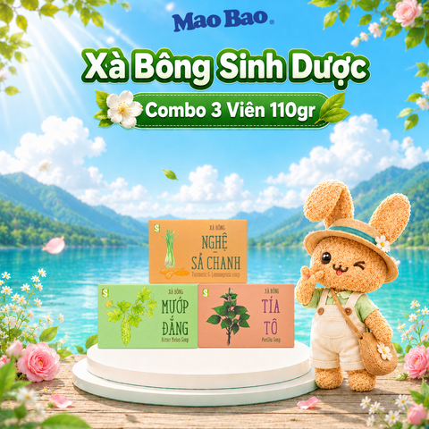  Combo 3 xà bông Sinh Dược Thảo Mộc (Tía Tô + Mướp Đắng + Nghệ Sả Chanh) giúp làm sạch cơ thể hiệu quả 