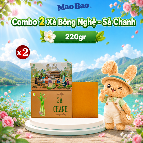  Combo 2 Viên Xà Bông Nghệ - Sả Chanh Sinh Dược 110g, Giúp Hỗ Trợ Kháng Khuẩn, Dưỡng Da Thư Giãn, Hỗ Trợ Ngăn Ngừa Mụn 