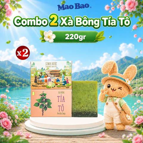  Combo 2 Viên Xà Bông Tía Tô Sinh Dược 110g, Giúp Hỗ Trợ Kháng Khuẩn, Dưỡng Da Thư Giãn, Hỗ Trợ Ngăn Ngừa Mụn 