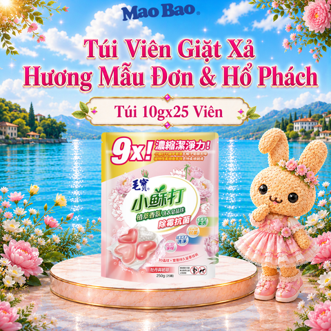  Viên giặt xả Mao Bao - Chống nấm mốc và kháng khuẩn 10g*25 viên (Hương mẫu đơn và hổ phách) 