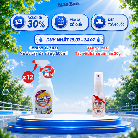  Combo: 12 Chai Nước Tẩy Đa Năng Mao Bao 600ml (1 thùng) 