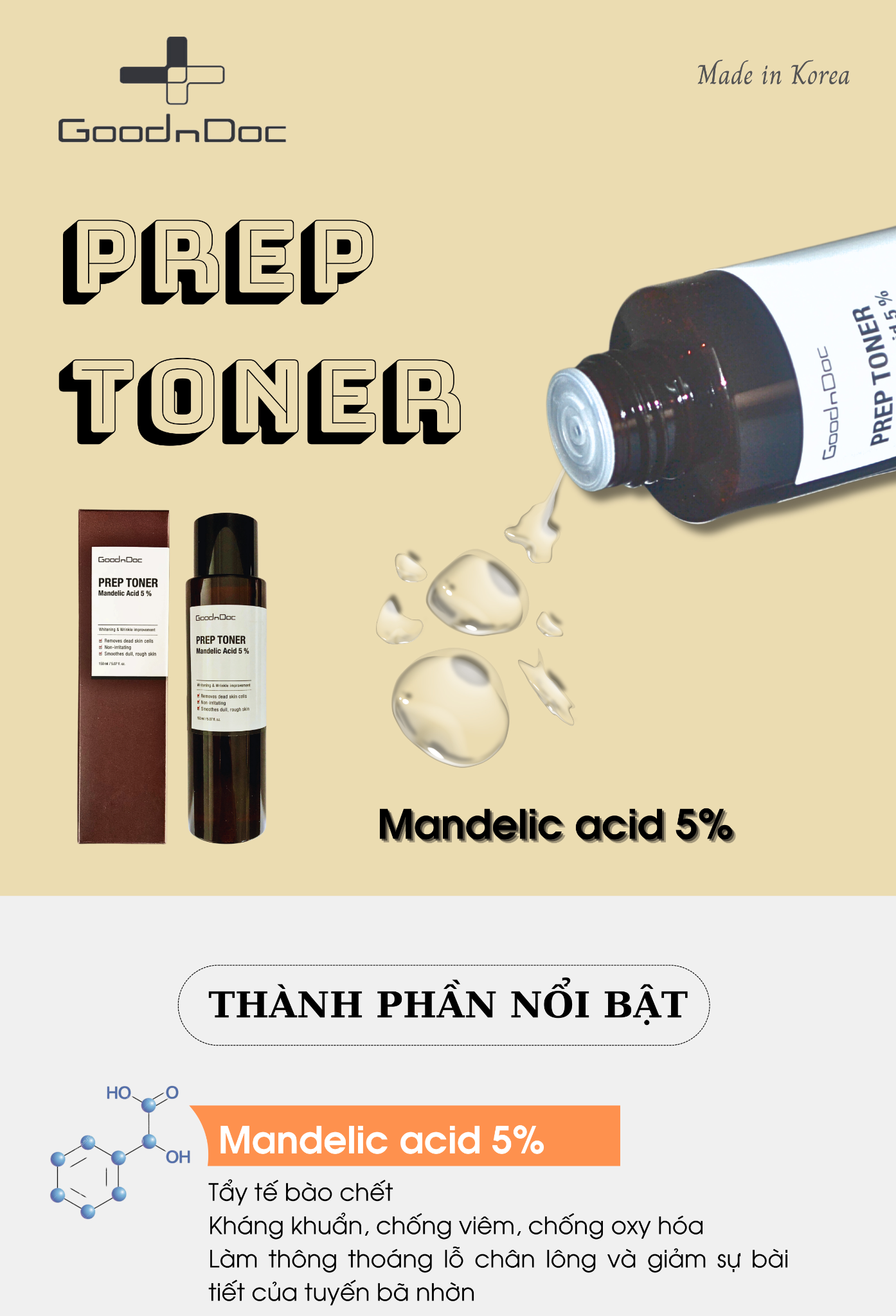 Nước cân bằng loại bỏ tế bào chết GoodnDoc Prep Toner