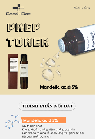 Nước cân bằng loại bỏ tế bào chết GoodnDoc Prep Toner