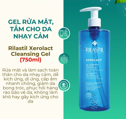 GEL RỬA MẶT, TẮM TOÀN THÂN – RILASTIL XEROLACT CLEANSING GEL 750ML