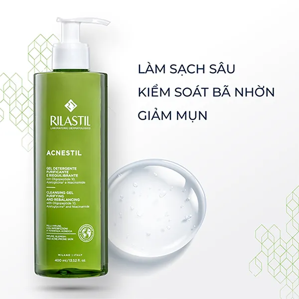 Sữa Rửa Mặt Cho Da Dầu Mụn Rilastil Acnestil Cleansing Gel Purifying And Rebalancing