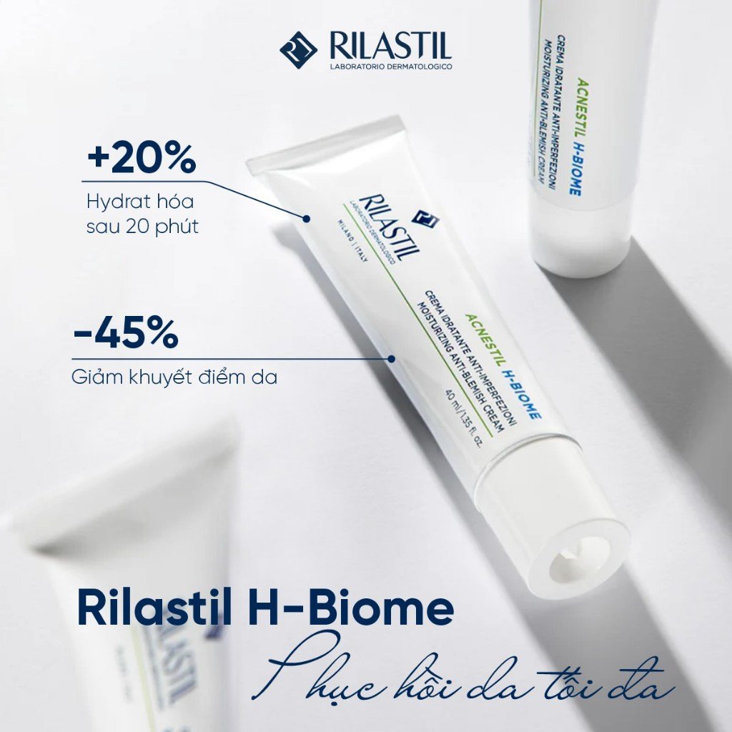 Kem Cấp Ẩm Phục Hồi, Giảm Tiết Bã Nhờn Rilastil Acnestil H-Biome