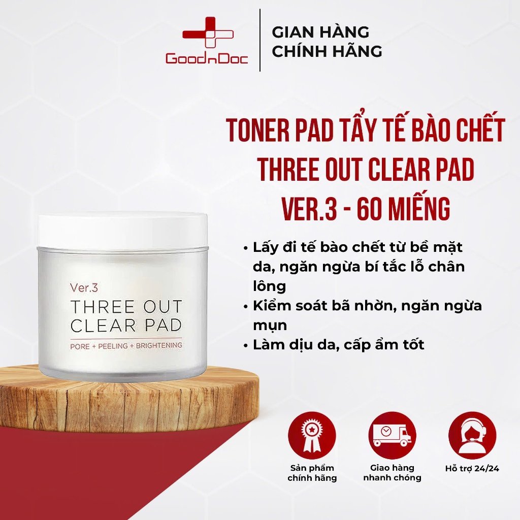 Bông tẩy tế bào chết GoodnDoc Three Out Clear Pad Ver.3