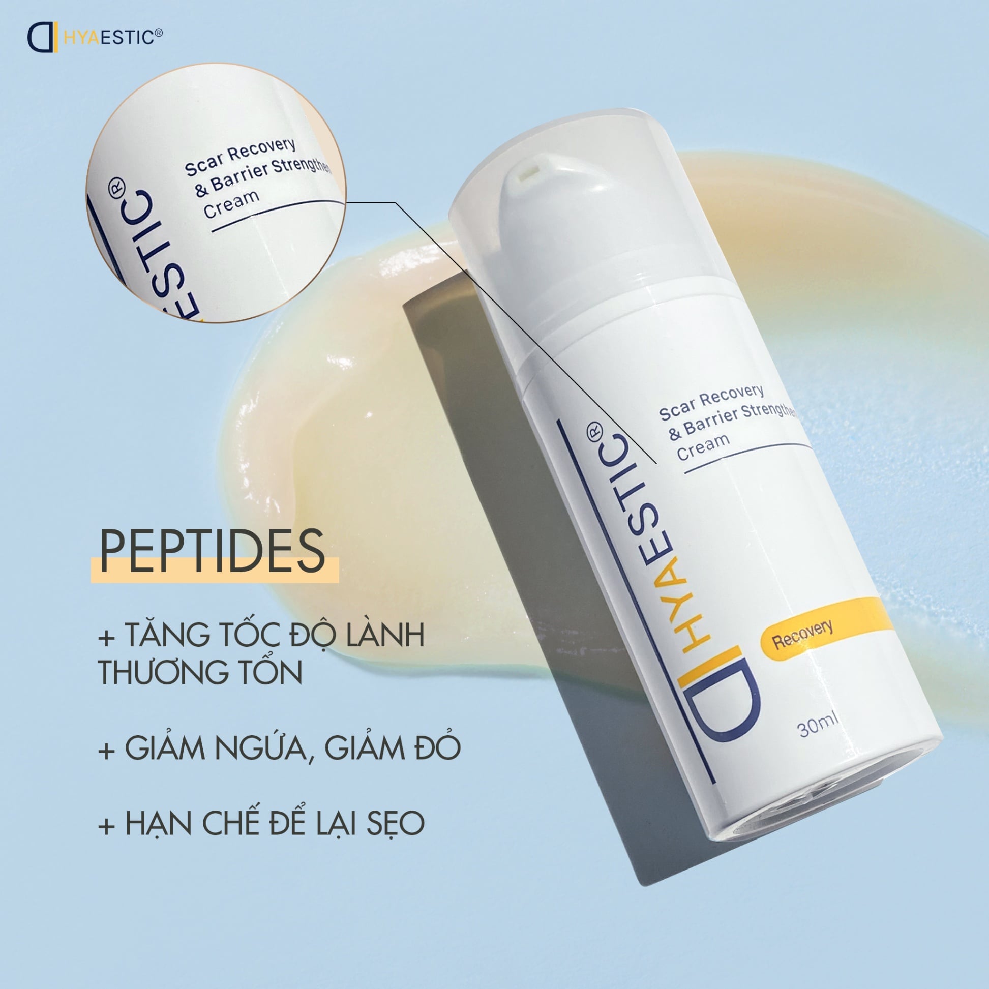 Tế bào gốc trẻ hoá và hỗ trợ phục hồi làn da sẹo Hyaestic Scar Recovery & Barrier Strengthen Cream