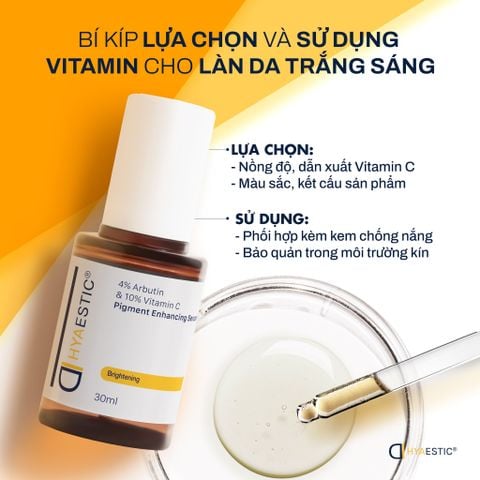 Tinh chất hỗ trợ trị nám và trẻ hóa làn da chuyên sâu Hyaestic Pigment Enhancing Serum 4% Arbutin & 10% Vitamin C