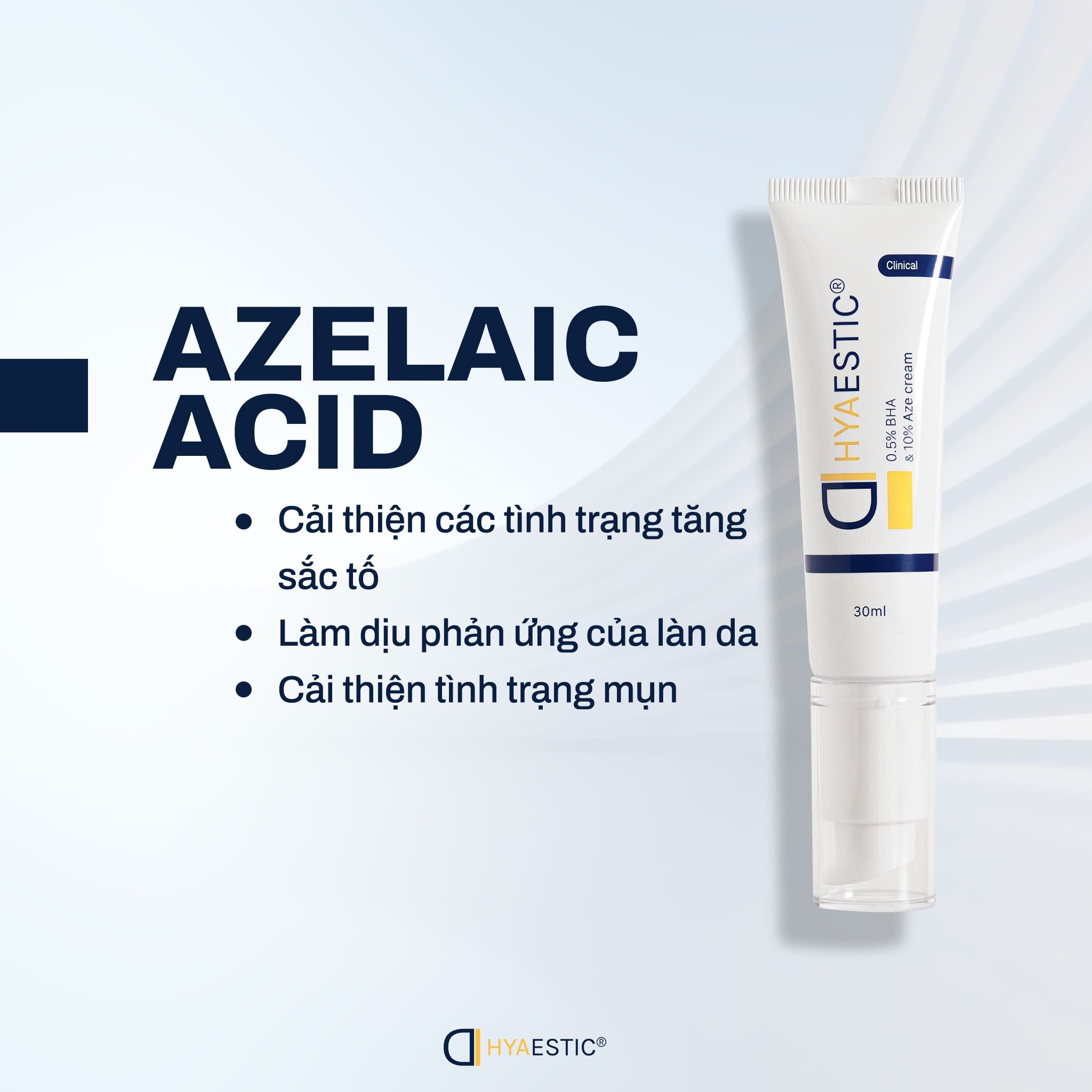 Kem hỗ trợ điều trị mụn ngừa thâm Hyaestic 0,5% BHA & 10% Aze Cream