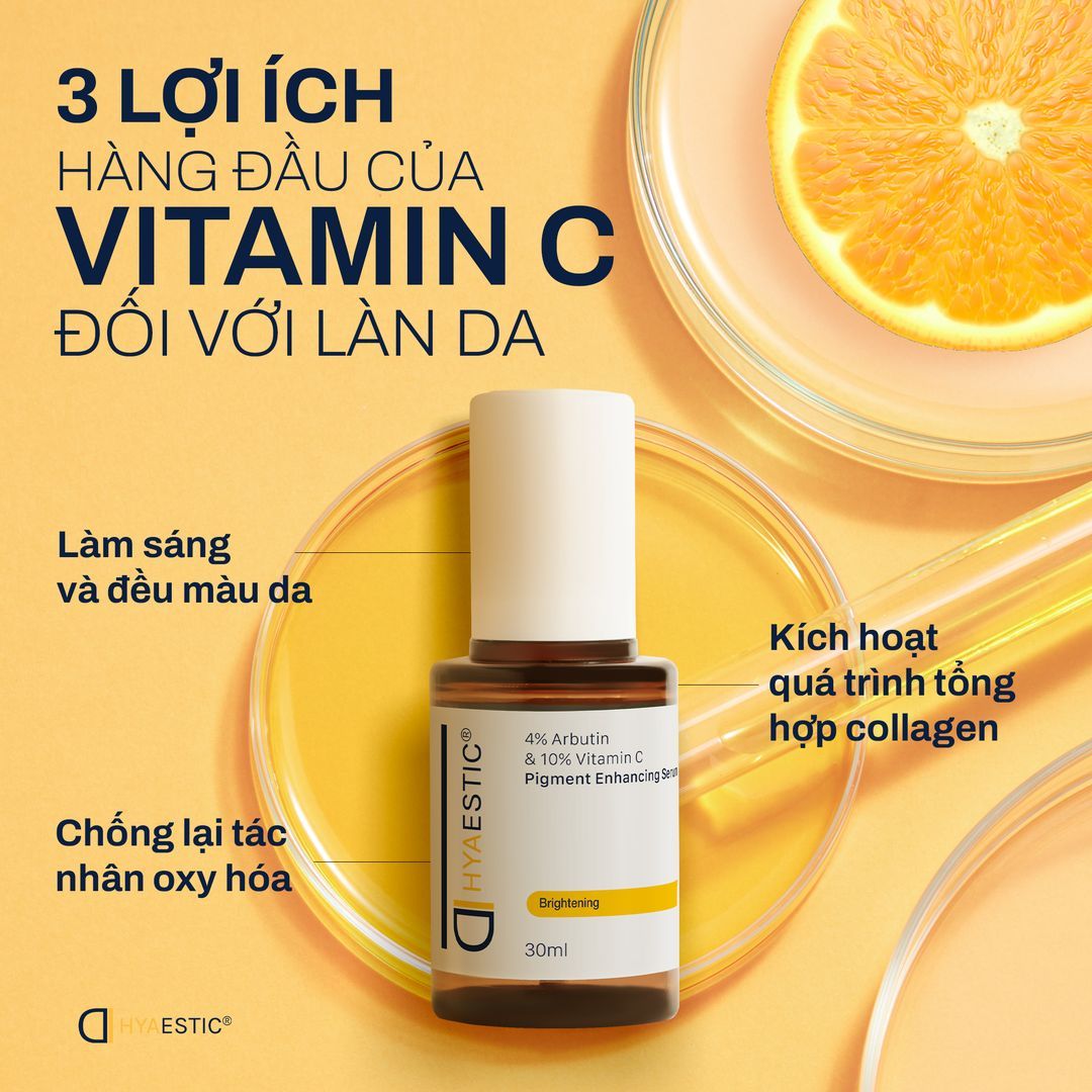 Tinh chất hỗ trợ trị nám và trẻ hóa làn da chuyên sâu Hyaestic Pigment Enhancing Serum 4% Arbutin & 10% Vitamin C