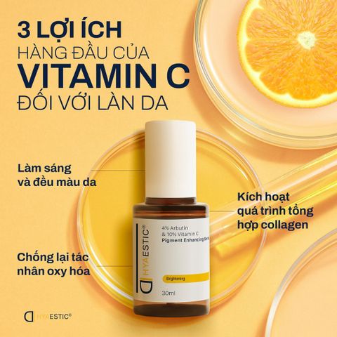 Tinh chất hỗ trợ trị nám và trẻ hóa làn da chuyên sâu Hyaestic Pigment Enhancing Serum 4% Arbutin & 10% Vitamin C
