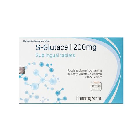 Viên ngậm Pharmaform sáng da, ngừa lão hoá Pharmaform S-GLUTACELL 200MG Hộp 30 viên