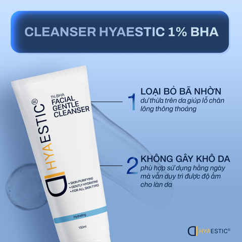 Sữa rửa mặt dịu nhẹ làm sạch sâu Hyaestic 1% BHA Facial Gentle Cleanser