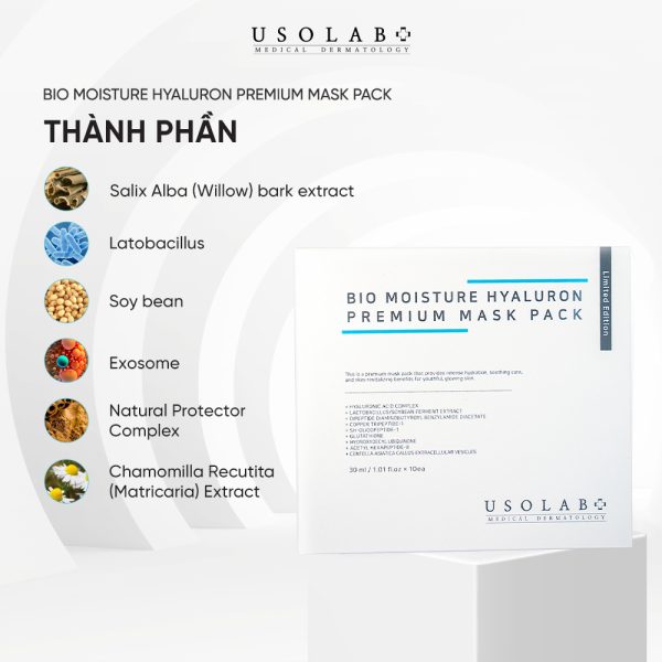 Mặt nạ BIO MOISTURE HYALURON PREMIUM MASK PACK 1 Hộp