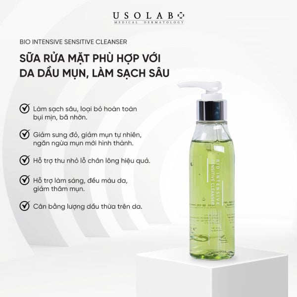Sữa rửa mặt Usolab Bio Intensive Sensitive Cleanser cho da dầu mụn