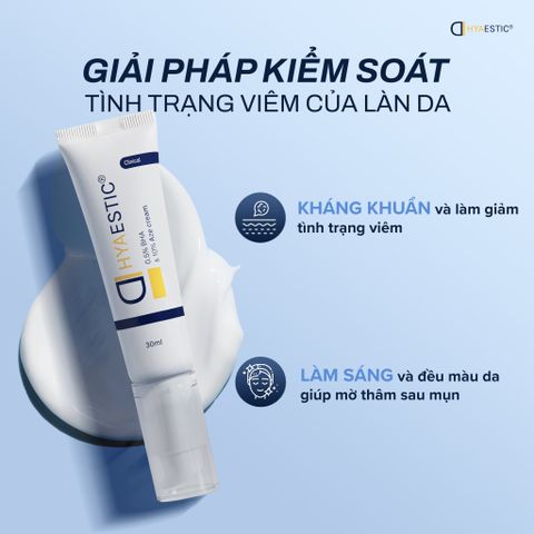 Kem hỗ trợ điều trị mụn ngừa thâm Hyaestic 0,5% BHA & 10% Aze Cream