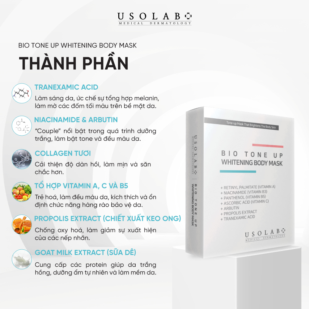 Kem ủ trắng BIO TONE UP WHITENING BODY MASK 1 Hộp