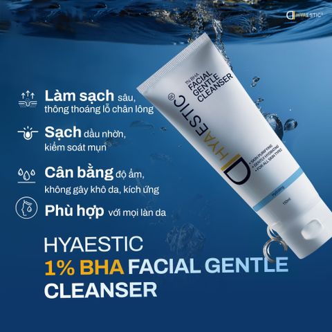 Sữa rửa mặt dịu nhẹ làm sạch sâu Hyaestic 1% BHA Facial Gentle Cleanser
