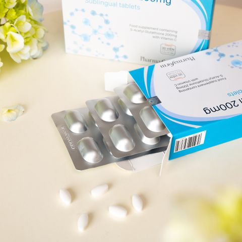 Viên ngậm Pharmaform sáng da, ngừa lão hoá Pharmaform S-GLUTACELL 200MG Hộp 30 viên