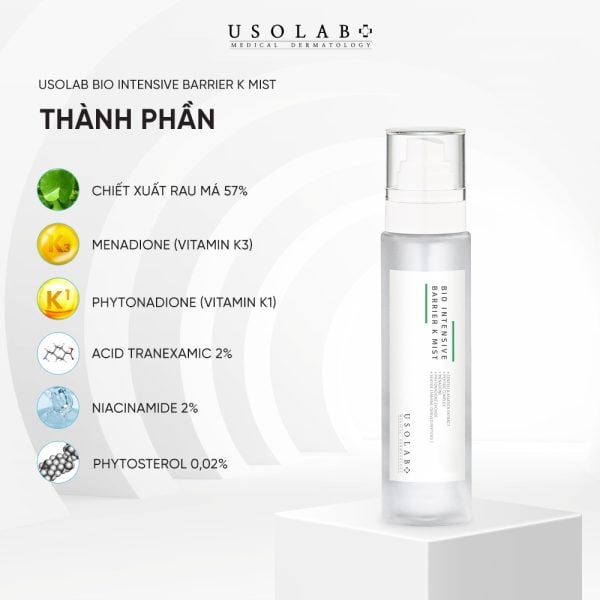 Xịt khoáng toner Usolab Bio Intensive Barrier K Mist làm sạch dịu da