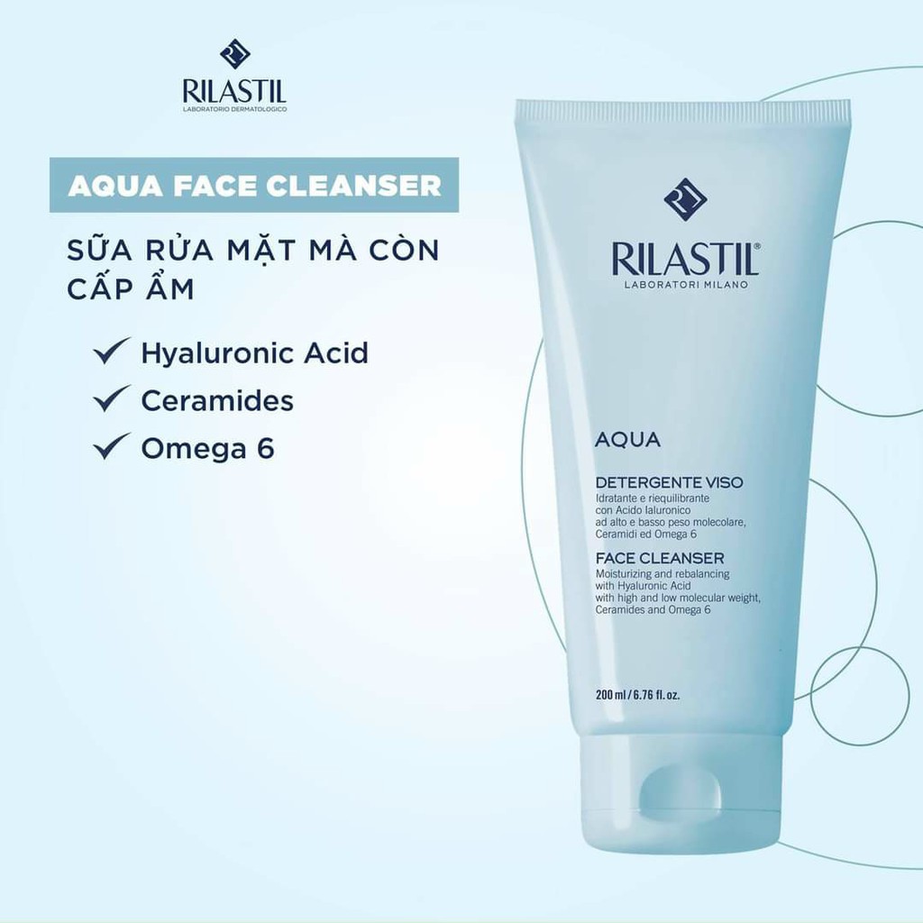 RILASTIL AQUA FACE CLEANSER MOISTURIZING AND REBALANCING / SỮA RỬA MẶT CẤP ẨM CÂN BẰNG