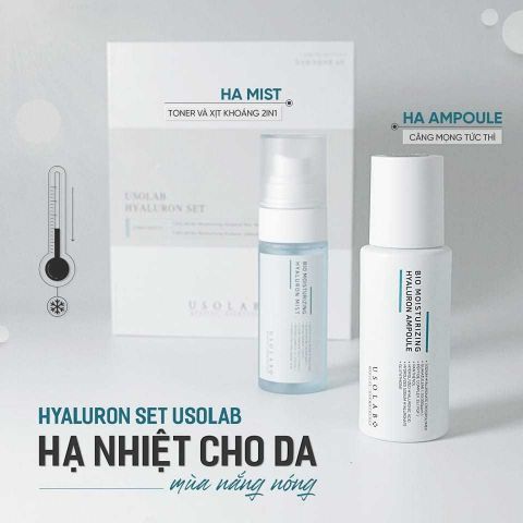 Bộ sản phẩm cấp ẩm, dưỡng da Usolab set HA ampoule + HA mist