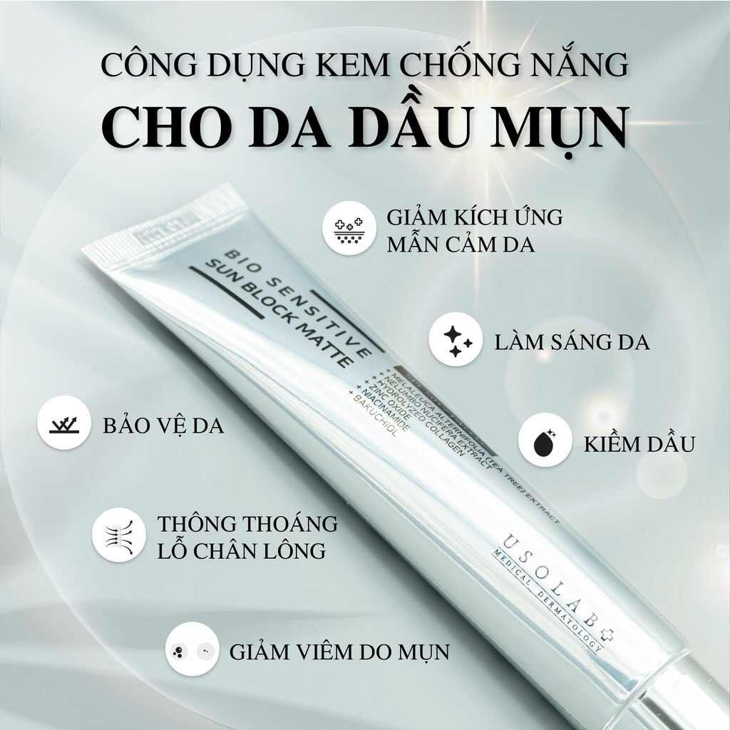 Kem chống nắng Bio Sensitive Sun Block Matte USOLAB cho da dầu mụn