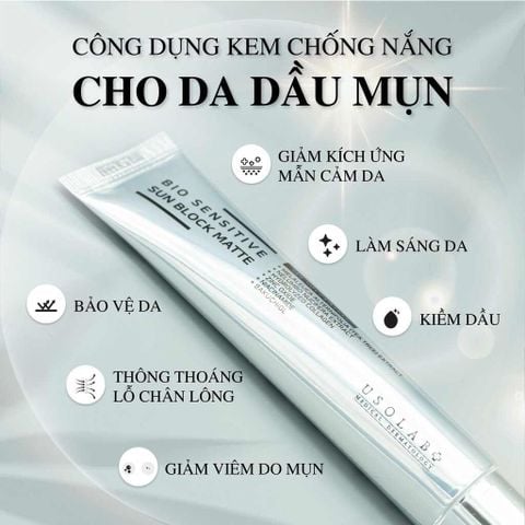 Kem chống nắng Bio Sensitive Sun Block Matte USOLAB cho da dầu mụn
