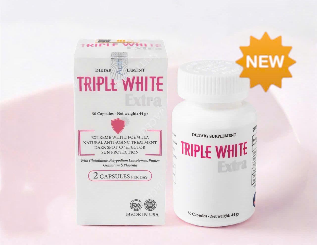 Viên uống Triple White chống nắng trắng da trị nám Glutathione 1200 mg (Hàng Mỹ)