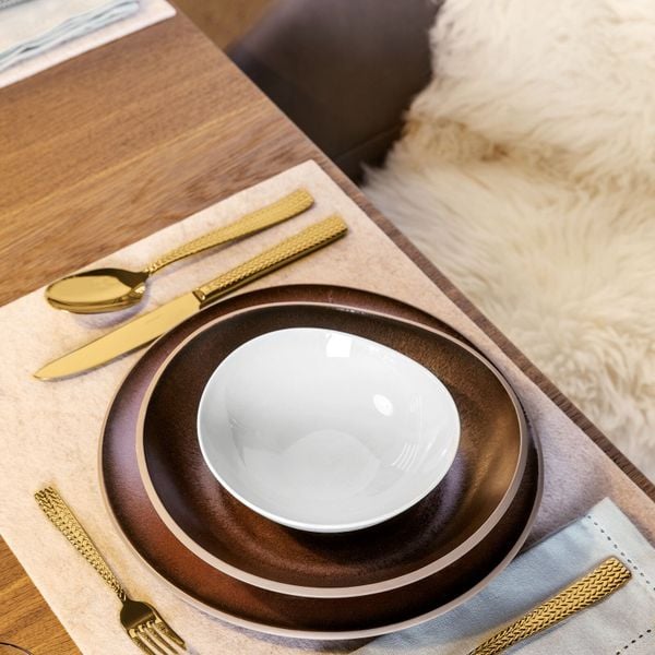  Set 6 thìa Moka Cortina Stainless Steel Mirror PVD Gold Sambonet 